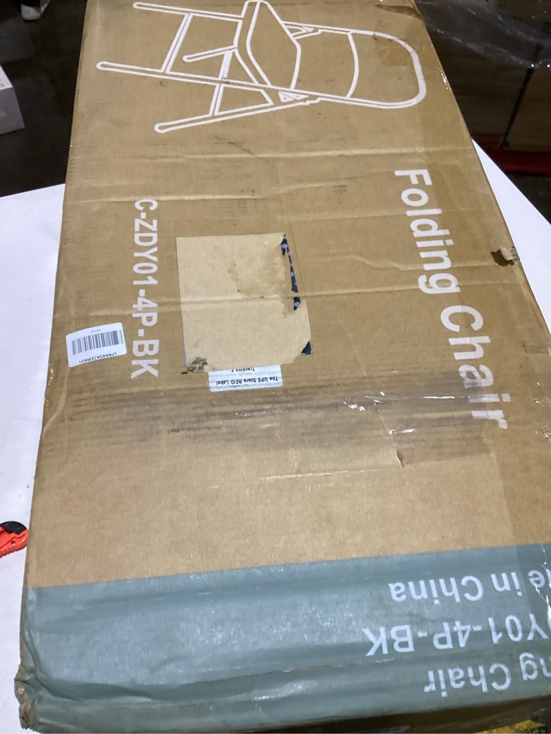 Condition photo showing Good Condition for Sweetcrispy Folding Chair 16 Pack, Leather Padded Folding Chairs, Sturdy Metal Foldable Chairs, Easy to Use and Store, Outdoor and Indoor, for Home, Office, Party, Comfy Black 16 Pack