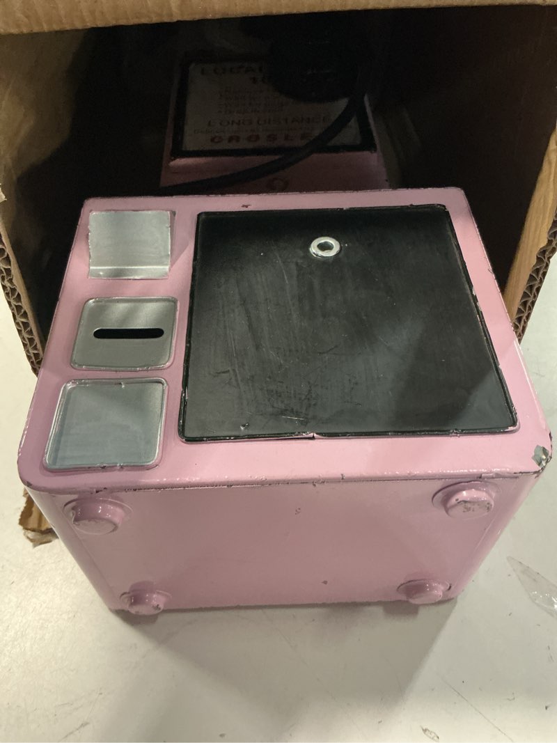 Condition photo showing As Is for antique telephone - pink rotary dial landline phone model vintage classic phone props retro wall mounted crafts ornaments cafe bar window booth decoration - 9.8''l x 6.3''w x 19.7''h pink-a