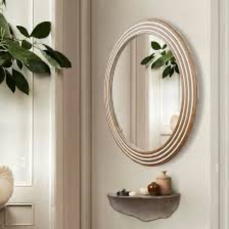 Hamilton Hills Round Mirror - 25 x 25 inch - Decorative Round Wall Mirror - Easy Installation with Mounting Hardware - Ideal for Living Room, Bedroom, Bathroom - Adds Sophistication - washable white 