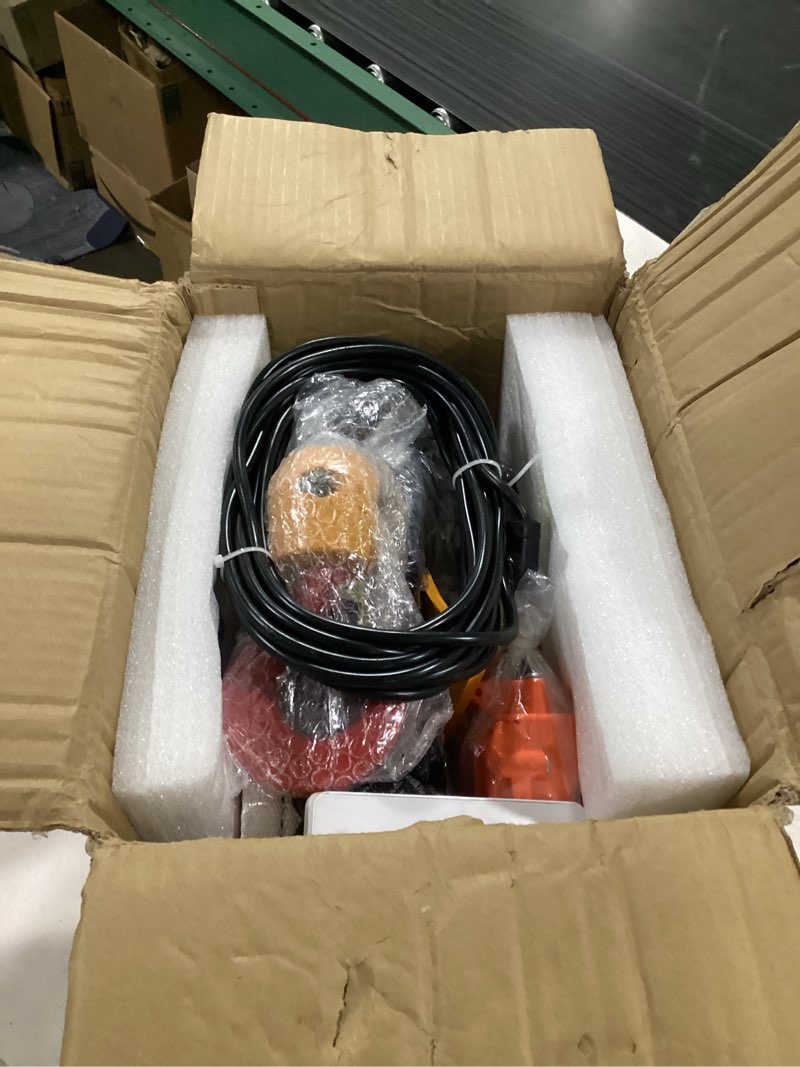 Condition photo showing Good Condition for 3-in-1 1500w electric hoist winch, 120v portable electric hoist with remote (manual/cable/wireless), 1100 lbs capacity, 16 ft/min speed, 25ft height – for garage, warehouse (black) 1100lbs