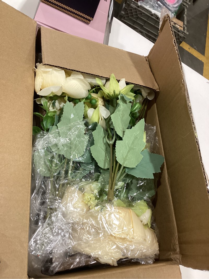 Condition photo showing As Is for Mkono Mason Jar Lights Centerpiece Table Decor for Dining Room Farmhouse Wood Tray with 3 Jars Flowers Christmas Decoration for Coffee Table Kitchen Living Room Wedding White