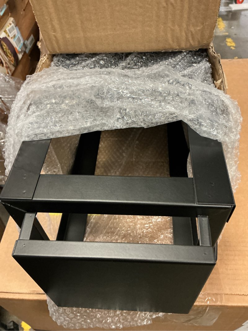 Condition photo showing Good Condition for 18" black metal modern candle lantern – decorative hurricane lantern for indoor & outdoor use, ideal for table, mantle, porch, halloween, christmas, and wedding decor (no glass panel) large