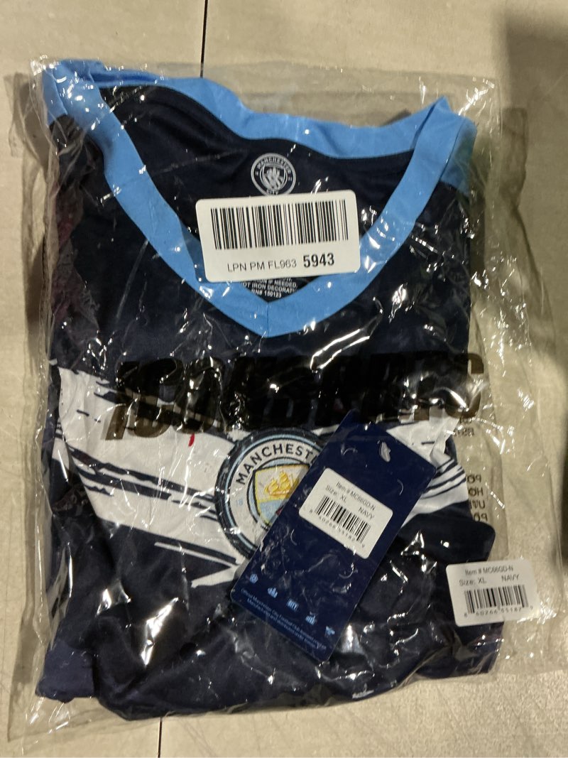 Condition photo showing Good Condition for men's manchester city performance jersey, licensed short sleeve m. city shirt x-large blue