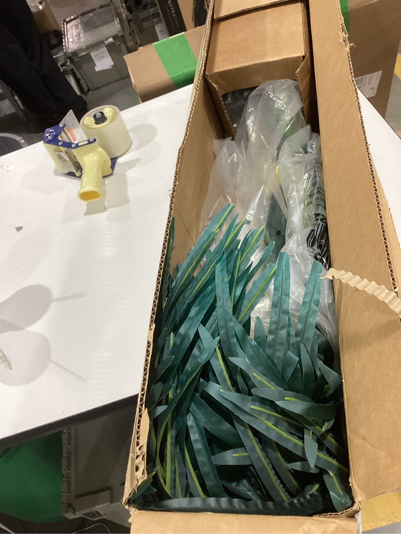 Condition photo showing As Is for Nearly Natural 4ft Golden Cane Palm, Double Stalk Artificial Tree With Lush Realistic Foliage Maintenance Free Indoor Faux Palm Plant For Living Room, Easy Setup, Perfect Tropical Decoration Palm Tree