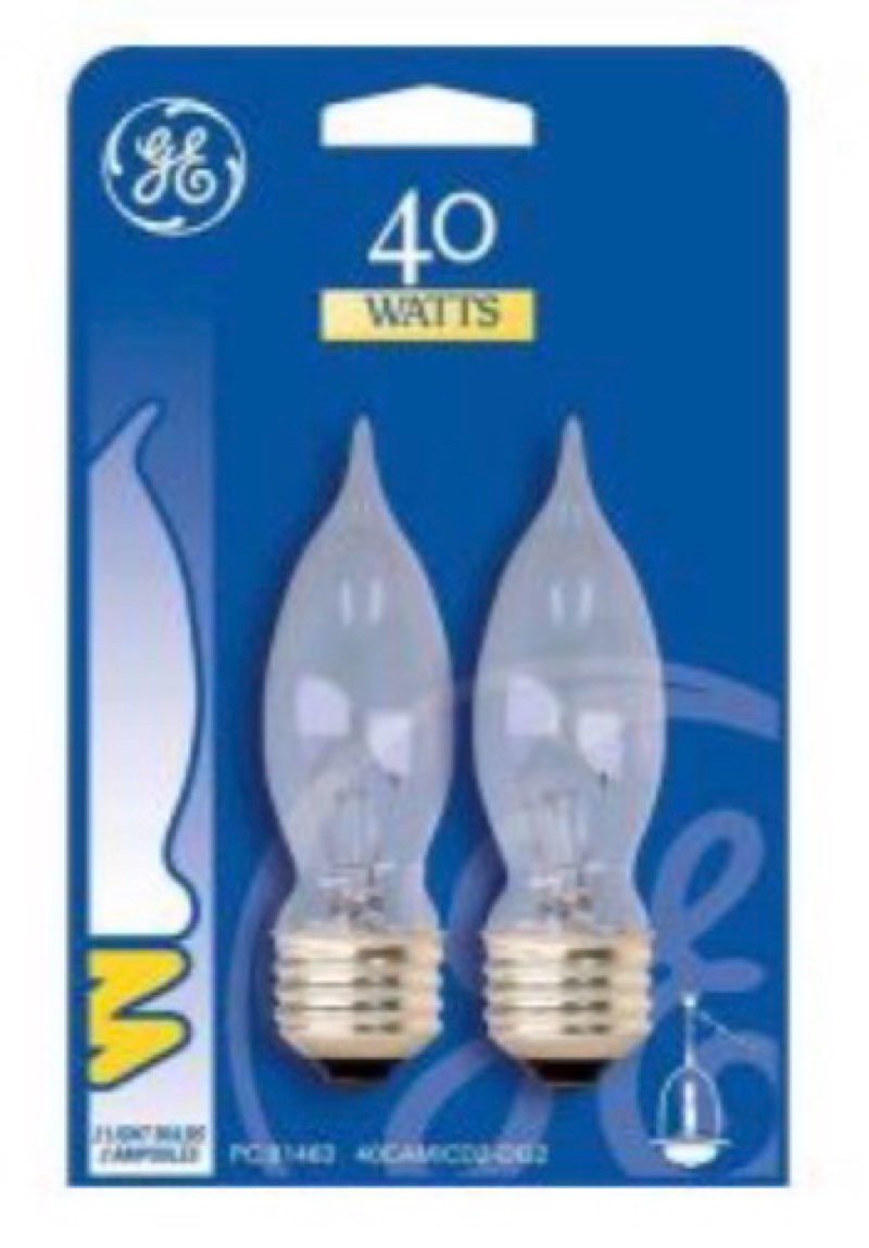 (6 pack of 2 pcs)ge 40 watt fan chandelier bulb, 2 ct