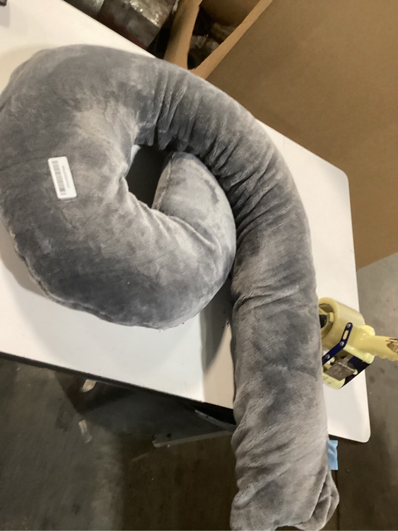 Condition photo showing As Is for Body Pillow for Adults - Soft Long Bed Pillows Insert for Sleeping - Shredded Memory Foam and Removable Washable Cover - Swan Shaped Side Sleeper Pregnancy Pillow 49 Inch (Grey) Fluffy Luxe Grey