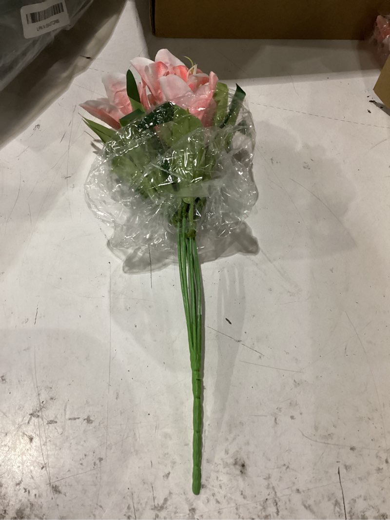 Condition photo showing New/Like New for giegxin 8 pcs artificial tiger lily bouquets, silk faux easter lilies with 7 heads, realistic spring flowers for wedding centerpieces, home vase decor, party & event arrangements (hot pink) hot pink 8