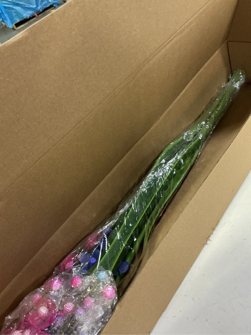 Condition photo showing Good Condition for red-violet & blue gradient acrylic beaded orchid faux flower stems – handcrafted crystal-look orchids for layered vase decor & centerpieces (2-tone set)
