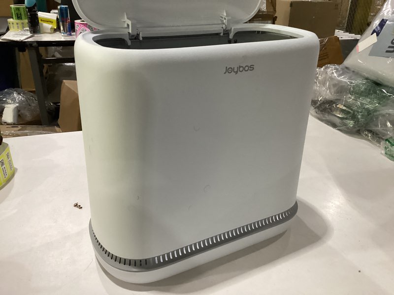 Condition photo showing Good Condition for mopall dog proof trash can with lid, 3.3 gallon slim bathroom garbage bin with inner bucket, fits standard 4 gallon bags, odor sealing diaper pail for nursery, modern white waste basket, 6.9" wide