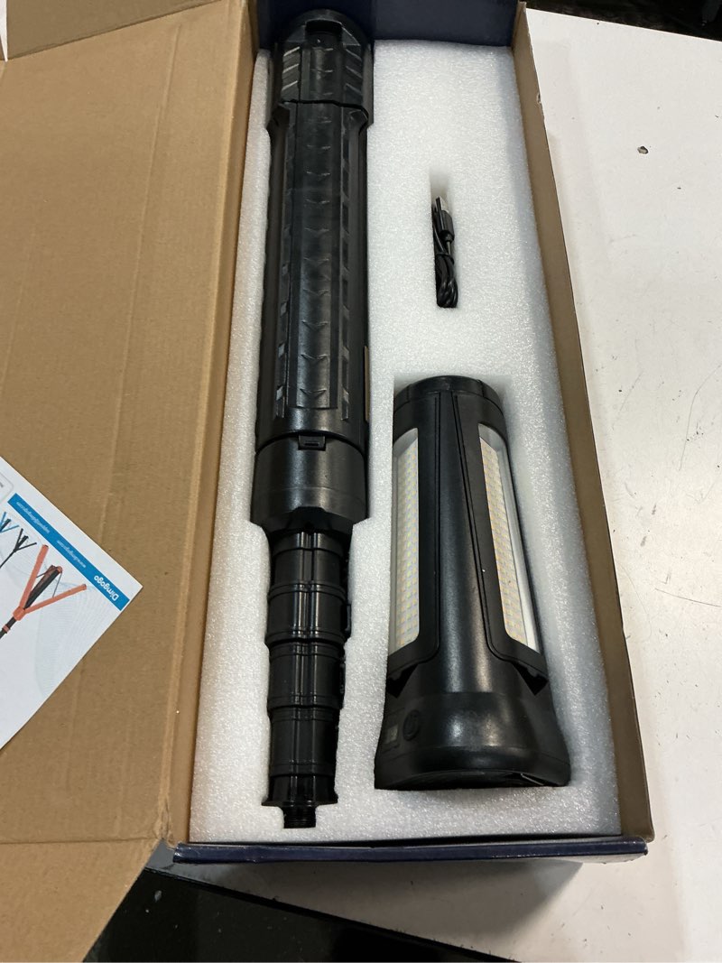 Condition photo showing Good Condition for dimgogo rechargeable camping light with stand 7ft max height, 15000mah portable cordless led work light, 5500 lumen 6500/4500/3500k dimmable emergency flashlight with detachable tripod, orange