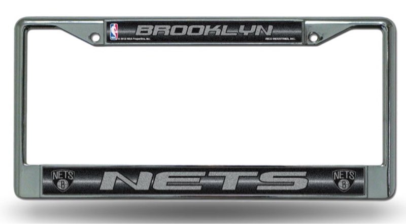 NBA Bling Chrome License Plate Frame with Glitter Accent Brooklyn Nets Classic