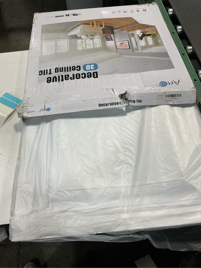 Condition photo showing New/Like New for Art3d 12-Pack Square Drop Ceiling Tile 2ft x 2ft in White, PVC Ceiling Panel 24 x 24in. - Compatible with 15/16" Drop Ceiling Grid System