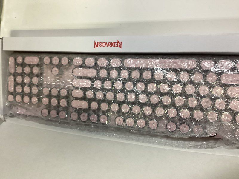 Condition photo showing Good Condition for Redragon K710 Wireless Typewriter Mechanical Gaming Keyboard, Bluetooth/2.4Ghz/Wired, RGB Led Backlit, Blue Switch - Clicky, Rechargeable, Solid Metal Panel, Round Keycaps, Pink