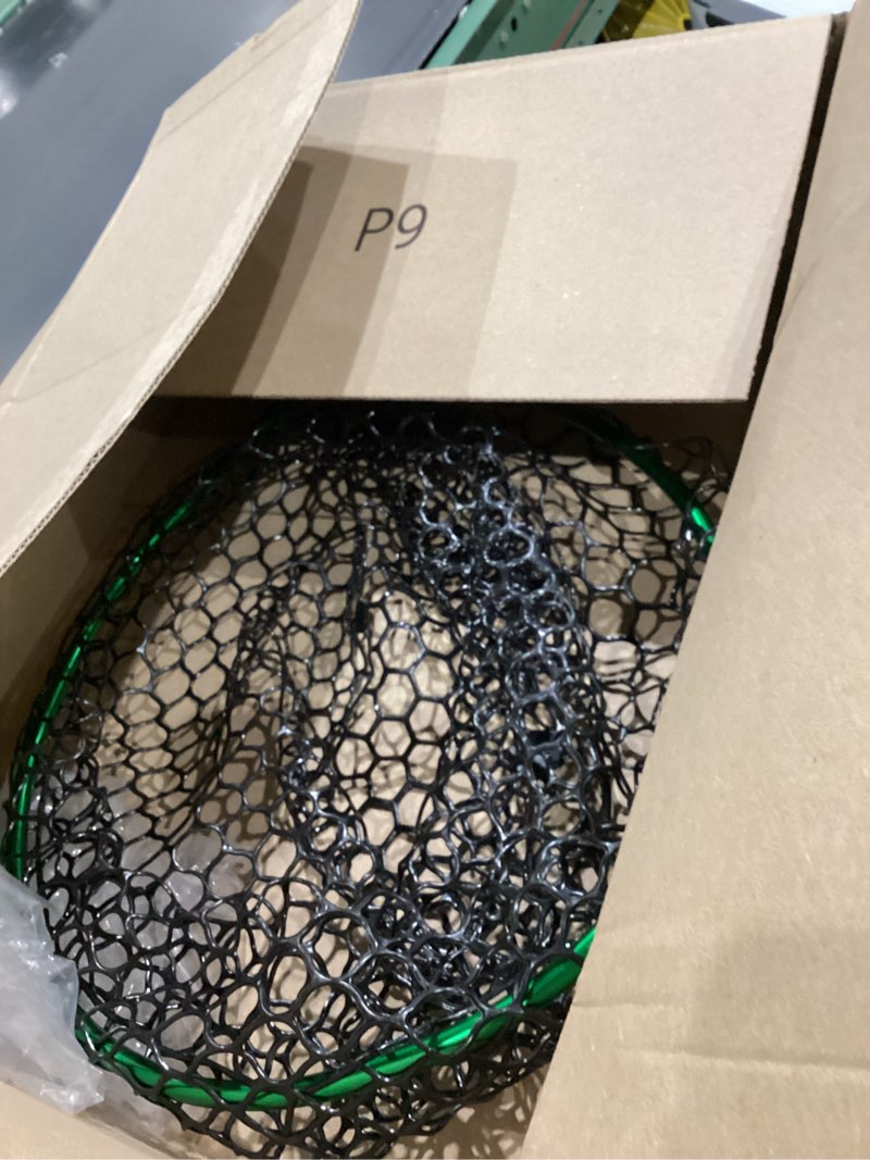 Condition photo showing Good Condition for large fishing net with handle high strength landing net long telescoping rubber fish net extendable dip net for fishing ideal for river angling pier boat green 3-section-70inch(with handle)