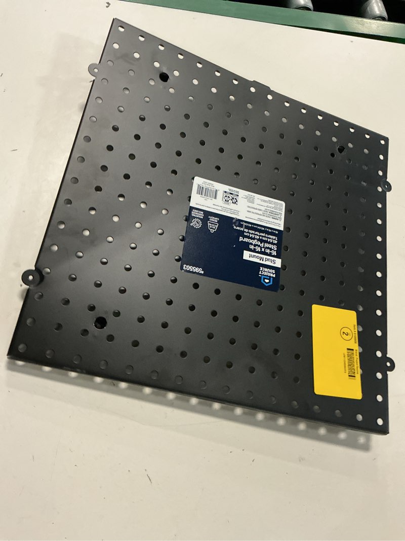 Condition photo showing As Is for project source steel pegboard in black (16-in w x 16-in h)