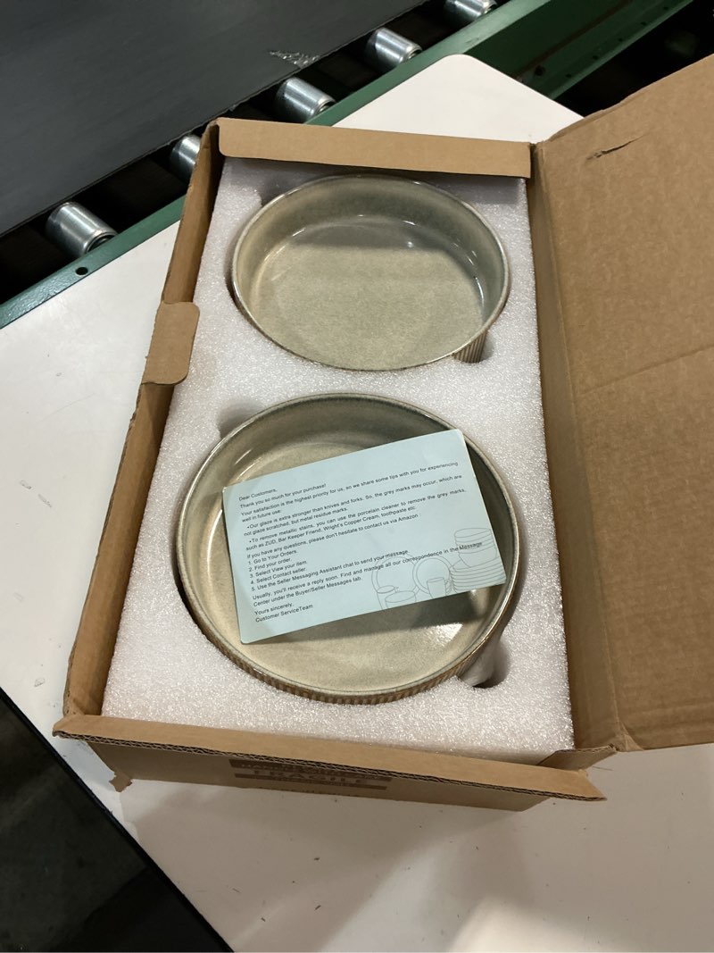 Condition photo showing New/Like New for gbhome pasta bowls set of 4, 7.5” stoneware dinner & salad bowls, double reactive glaze ceramic soup bowls, stackable, microwave & dishwasher safe, sage desert set of 4 desert sage