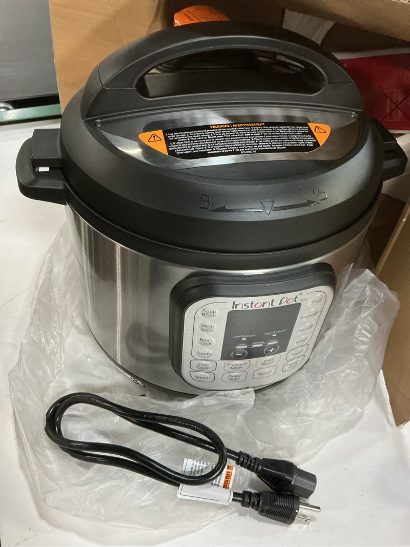 Condition photo showing Good Condition for Instant Pot, 6-Quart Whisper Quiet 9-in-1 Electric Pressure Cooker, Slow Rice Steamer, Sauté, Yogurt Maker, Warmer & Sterilizer, Free App with 800+ Recipes, Stainless Steel 6 Quarts