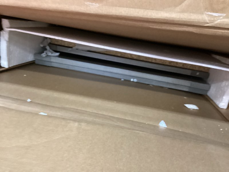 Condition photo showing As Is for Sauder Select Multipurpose Bedroom Armoire Wardrobe Closet Pantry Storage Cabinet with Storage Drawers and Hanging Rail, in Silver Sycamore