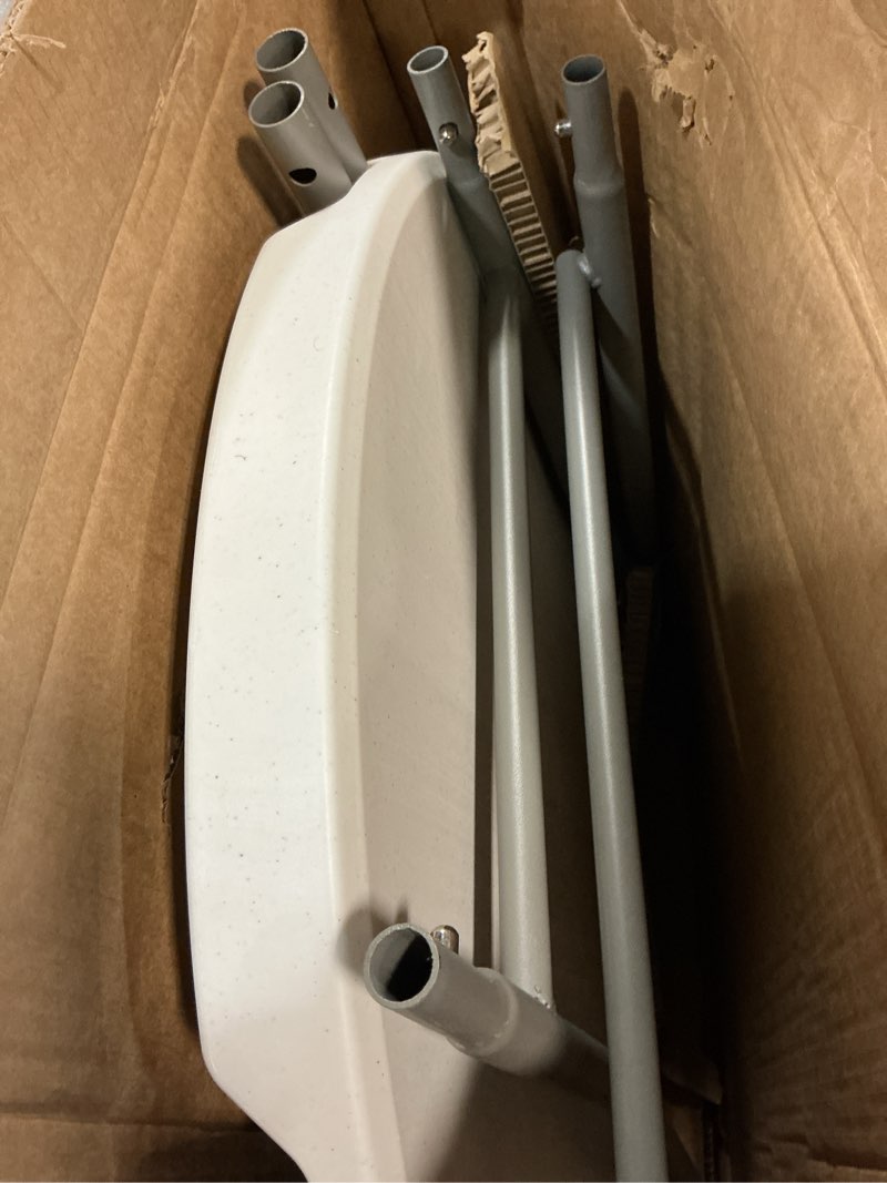 Condition photo showing Good Condition for 28in Cocktail Table White High Top Folding, Round Portable Bar Height Folding Table with Removable Legs, Indoor Outdoor Banquet for Parties, Commercial, Speech, School White 28×43 in