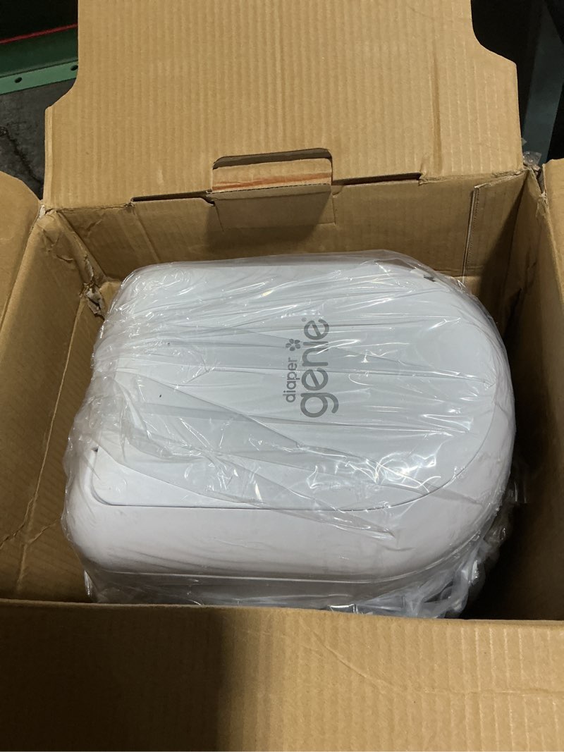 Condition photo showing Good Condition for diaper genie platinum pail (lily white) is made in durable stainless steel and includes 1 easy roll refill with 18 bags that can last up to 5 months.