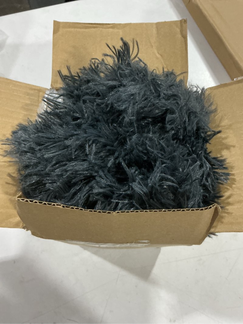 Condition photo showing As Is for bean bag cover (no filler) soft faux fur stuffed animal bean bag storage, fluffy plush bean bag chair cover washable, comfy bean bag covers for adults kids teens l for adult dark grey (cover only)