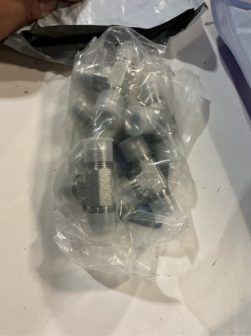 Condition photo showing Good Condition for 5 pack 1/2" jic male union tee hydraulic fittings, jic male 37° flare hydraulic tee joiner adapter with protection cover - 2603-08-08-08 1/2" jic male x male x male
