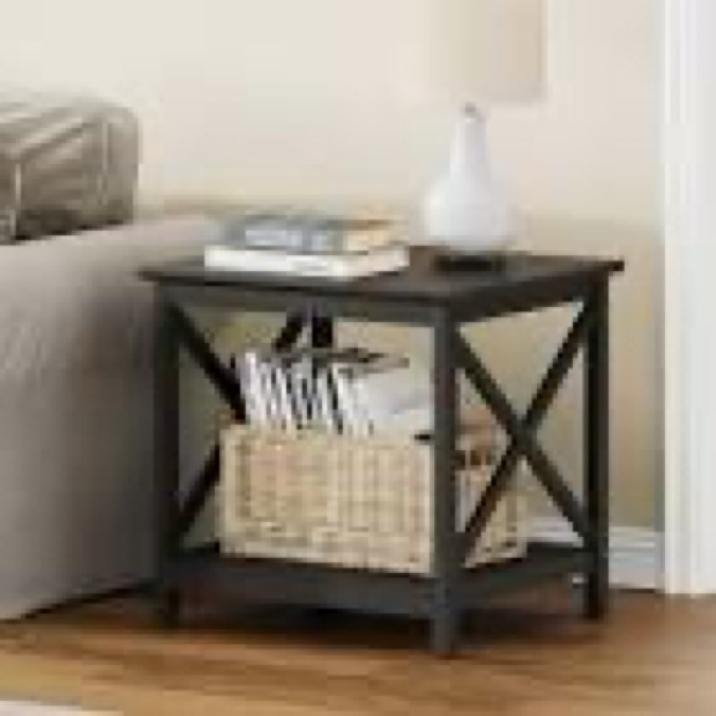 choochoo end tables set of 2, 24 inch end table with 2-tier storage shelf, side table for living roo