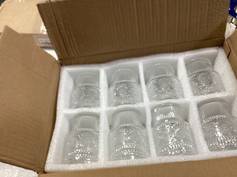 Condition photo showing Good Condition for kingrol drinking glasses set of 8, 6.5 ounces stackbale water glasses, vintage glassware for cocktail, whiskey, juice, iced coffee, iced tea, bar accessories