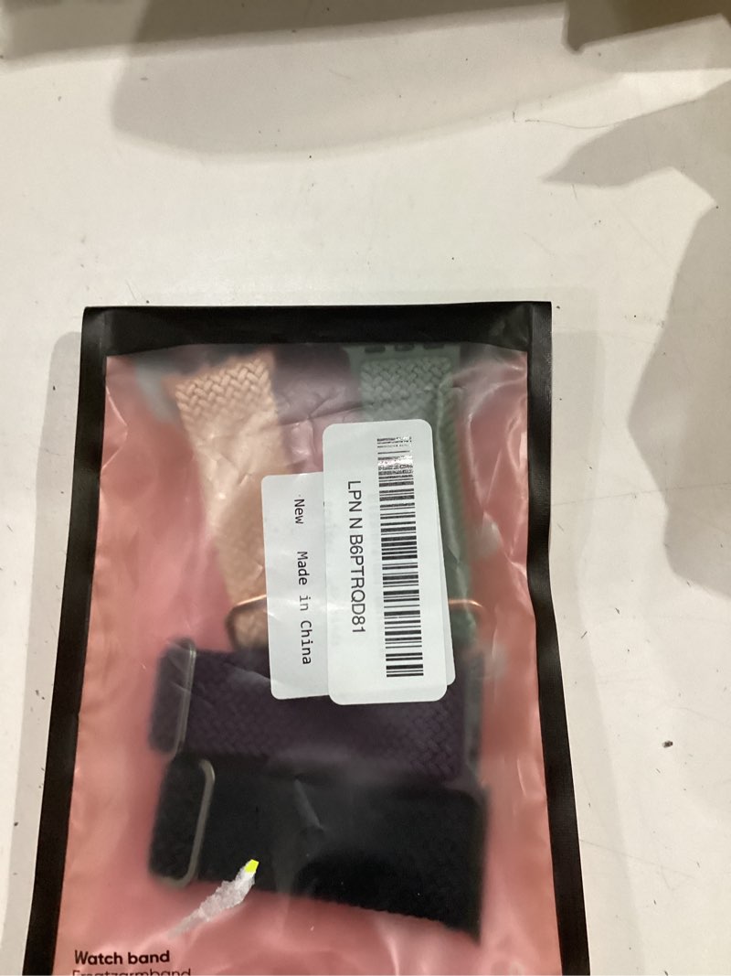 Condition photo showing New/Like New for Braided Stretchy Solo Loop Compatible for Apple Watch Band 38mm 40mm 41mm 42mm 44mm 45mm 46mm 49mm for Women Men, Nylon Elastic Straps Wristbands for iWatch Series 10 9 8 7 6 5 4 3 11 Ultra/SE 3 2 1 Black/Purple/Cactus/PinkSand 38mm/40mm/41mm/42mm(Series 10)