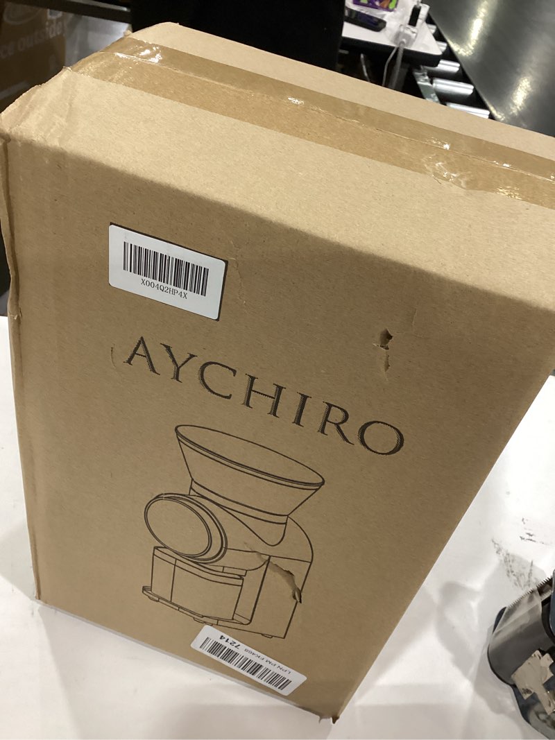 Condition photo showing New/Like New for aychiro conical burr coffee grinder, coffee beans grinder with 30 grinding settings, automatic burr mill grinder for home use, touchscreen, 2-12 cups black