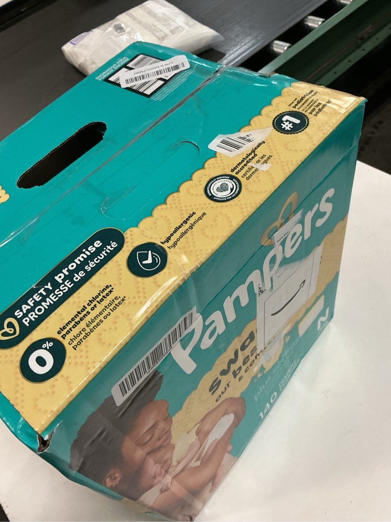 Condition photo showing New/Like New for pampers swaddlers diapers, size 0 (up to 10 lbs), 140 count, absorbent, keeps baby dry and comfortable, skin safe disposable baby diaper (packaging may vary) newborn 140