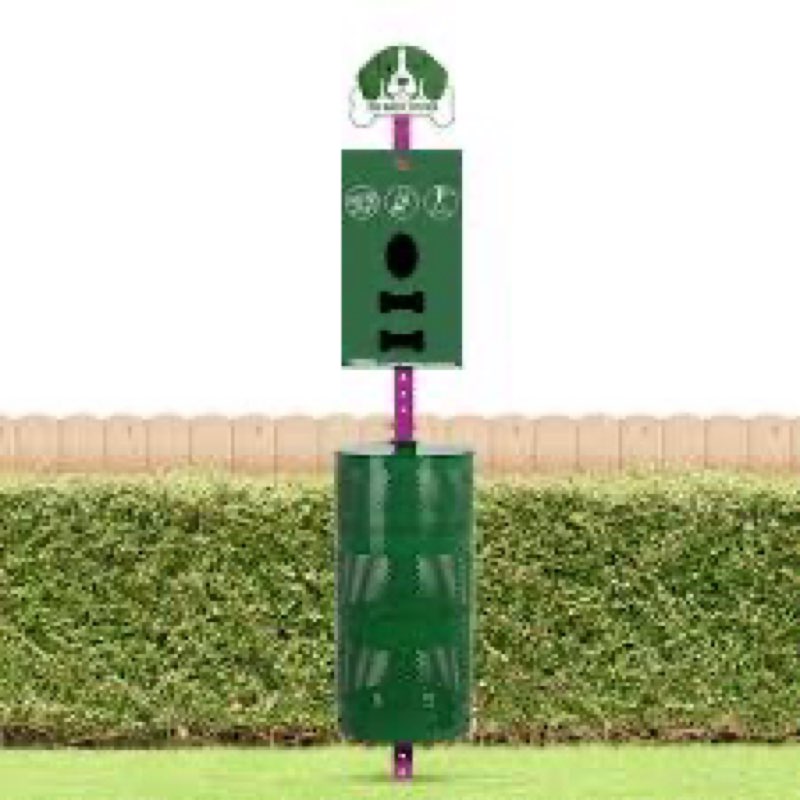 flybold dog waste station - outdoor dog poop trash can with poop bag dispenser - 400 roll bags, 100 pull bags, 50 can liners - pet waste bag disposal system for parks and public spaces - 13x26 inches