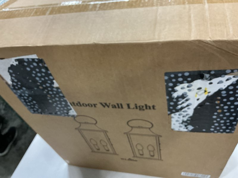 Condition photo showing New/Like New for 21" large outdoor wall lights 2 packs, black exterior lighting fixtures outdoor sconce light with e12 base, 2-light outdoor lanterns for porch, waterproof outside lights for house, garage, patio black-2pack