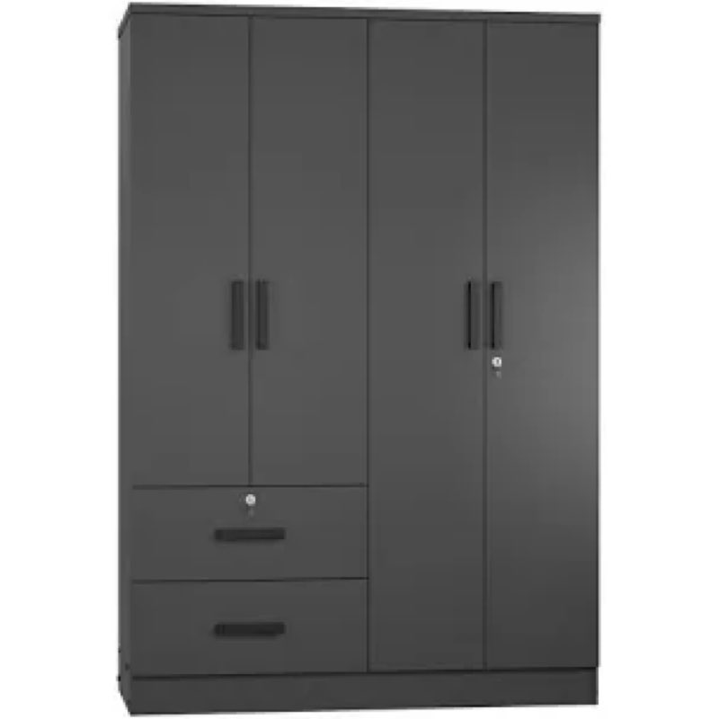 Incomplete box 1/2 only) Polifurniture Denmark 3 Door Bedroom Armoire with Drawers, Black 