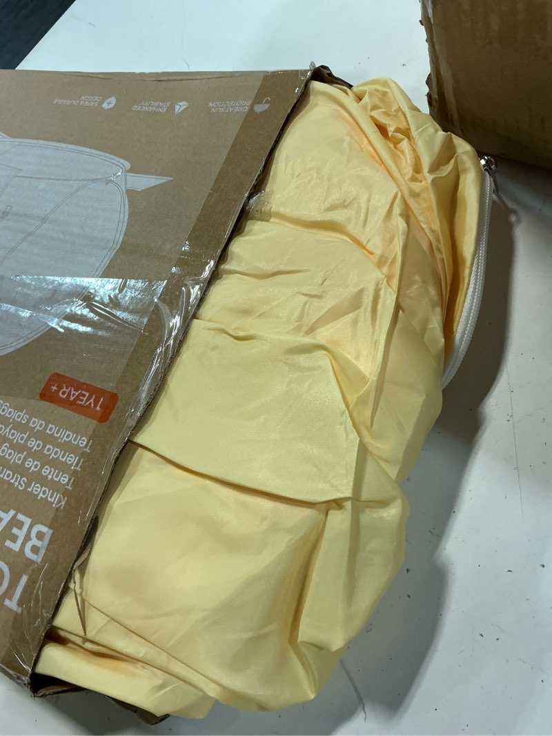Condition photo showing Good Condition for tiny land baby beach tent, 2026 new pop up upf 50+ sun protection | portable baby beach essentials, 35.4"x27.6"x31.5" sun shelter for infants, baby summer outdoor use, pastel yellow stripes