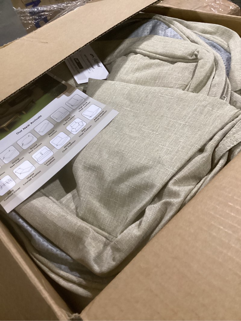Condition photo showing Good Condition for outdoor chair cushions, fade-resistant & water-resistant, d shaped patio furniture seat chair pads replacement with ties, non-slip bottom, removable cover, set of 6, 18.5 x 16 inch, natural natural 18.5" x 16" 6 pack