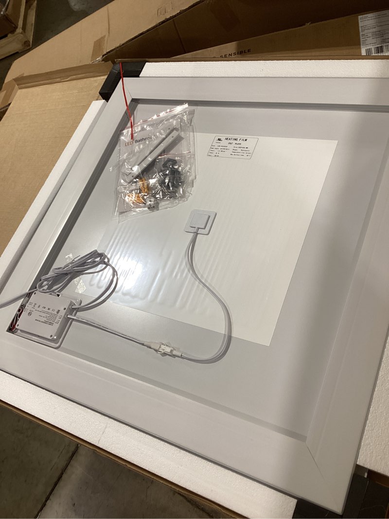 delma led bathroom mirror with lights, 30x30 vanity mirror for bathroom wall, anti-fog, dimmable, fr