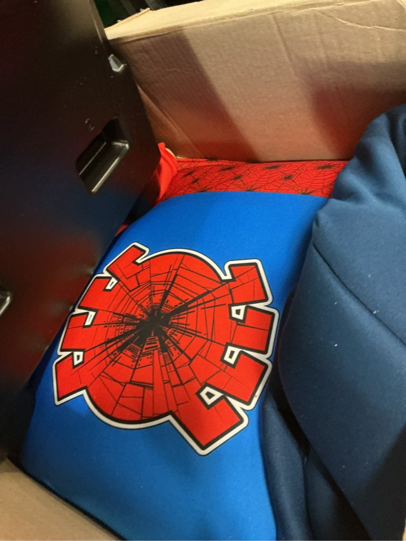 Condition photo showing As Is for delta children figural upholstered chair, marvel spider man (blue, red) spider-man