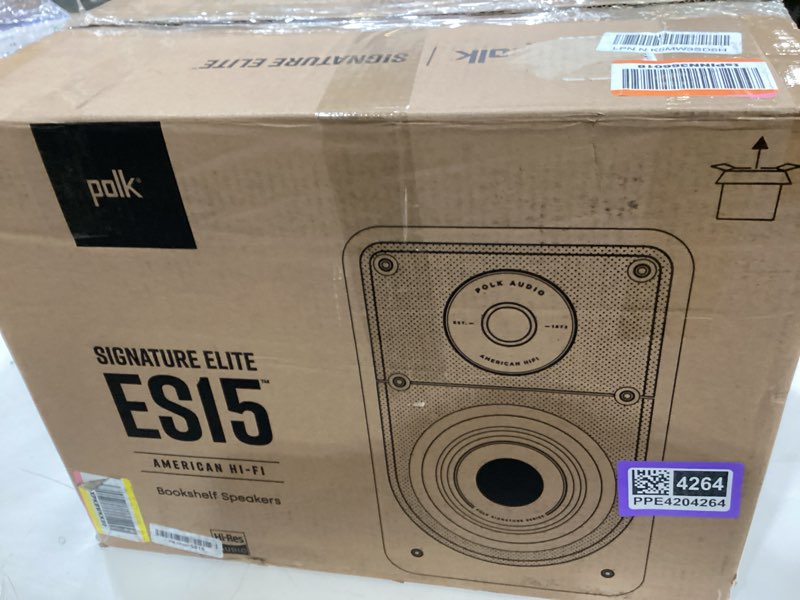 Condition photo showing Good Condition for polk signature elite es15 surround sound speakers - hi-res audio certified, dolby atmos & dts:x compatible, 1" tweeter & 4" woofer, power port technology for bass (pair, stunning black) black es15 bookshelf