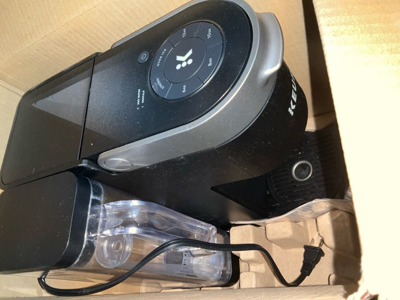 Condition photo showing As Is for keurig k-supreme single serve k-cup pod coffee maker, multistream technology, 4 brew sizes, 66oz dual-position removable reservoir, black black coffee maker