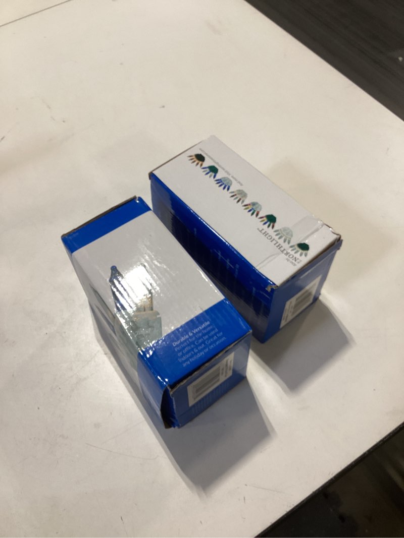 Condition photo showing Good Condition for 2 pack Northlight Mini Incandescent Christmas Lights - Blue and Clear - 21.5' White Wire - 100ct