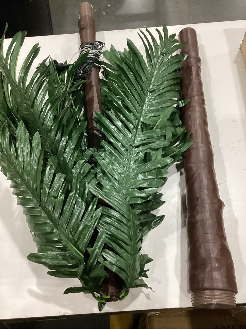 Condition photo showing As Is for ledido 5ft lighted palm trees for outside patio pool with remote coconuts | 8 modes solar light up palm trees outdoor, artificial fake tree plug in for tiki bar yard tropical party indoor decor warm white 5ft solar & plug (1 piece)