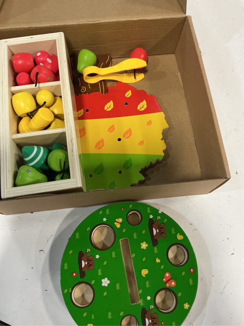 Condition photo showing Good Condition for Woodtoe Toddler Fine Motor Skill Toys, Montessori Wooden Sensory Toys for Toddlers 3 4 5 6 Year Old, Apple Picking Magnetic Tree Toy, Color Sorting and Matching Game, Educational Learning Gift for Kid