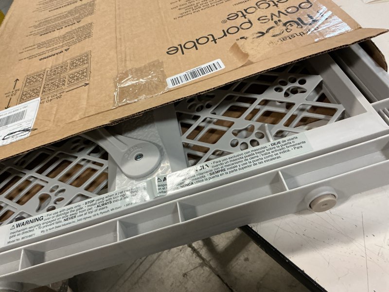 Condition photo showing Good Condition for MYPET North States Paws Portable Pet Gate: 26-40" Wide. Pressure Mount. No Tools Needed. Made in USA. Dog Gate 23" Tall, Expandable, Durable Dog Gates for Doorways, Light Gray