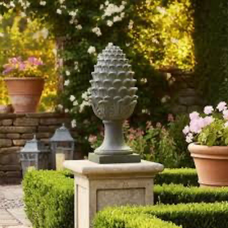 Garden Statuary Polyresin Pinecone Accent For Home Or Garden Use - 30" Gray