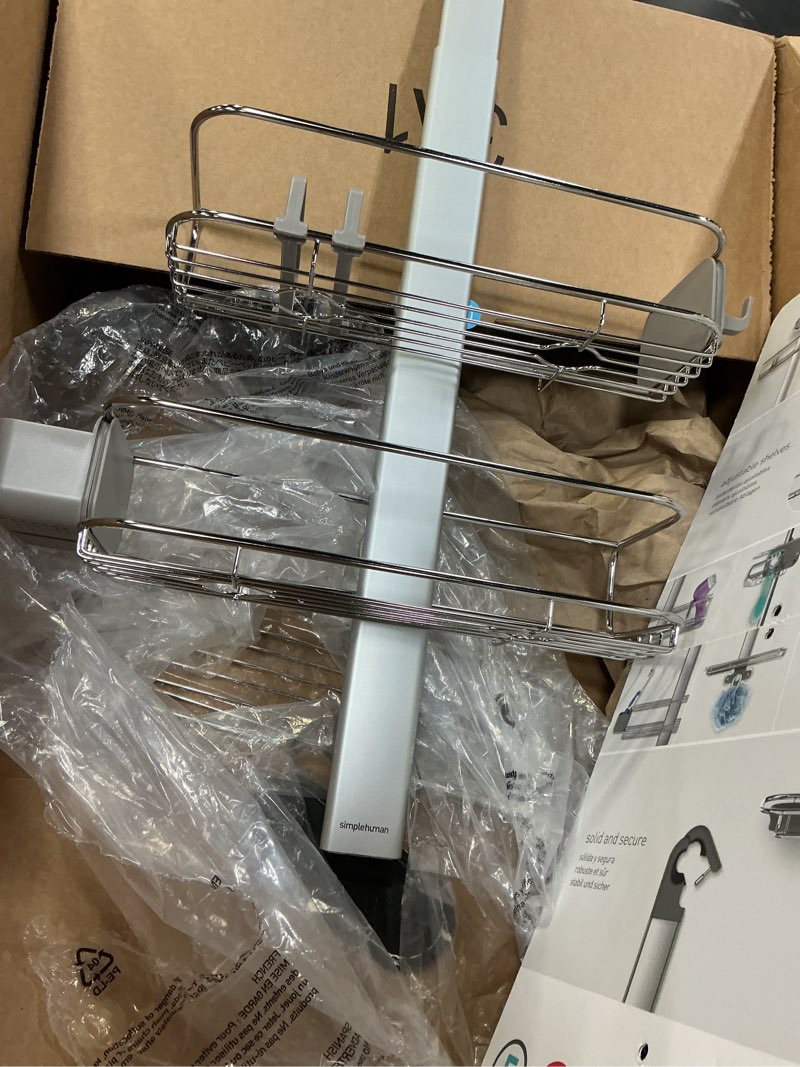 Condition photo showing Good Condition for (Incomplete)simplehuman Adjustable and Extendable Shower Caddy Large, Stainless Steel and Anodized Aluminum
