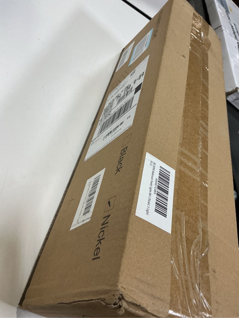 Condition photo showing Good Condition for Brushed Nickel Vanity Lights for Bathroom - 3 Light Vanity Light Fixture - Dimmable LED Wall Sconces - Daylight 5500K - Elegant Bath Light Fixtures for Over Mirror 3-Light,20Inch Nickel