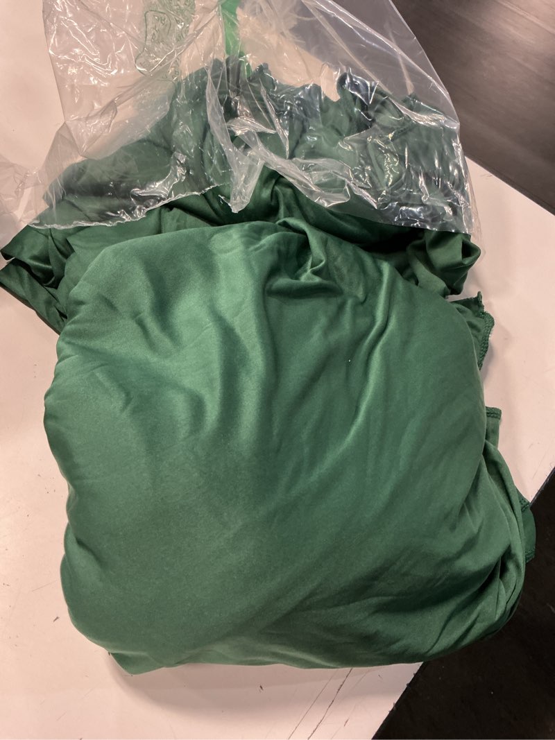 Condition photo showing Good Condition for 10 ft x 10 ft wrinkle free hunter green backdrop curtain for parties, polyester dark green photo backdrop drapes 2 panels 5x10ft for baby shower wedding birthday party photography curtains hunter green 5'(w) x 10'(h), 2 panels