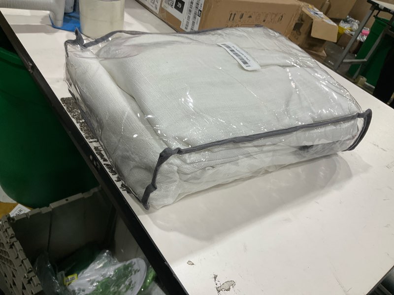 Condition photo showing Good Condition for Custom Pinch Pleated 105 Inch Curtains 2 Panels Set for Windows White Linen Blend Curtains Pinch Pleat Back Tab Privacy Light Filtering Boho Drape with Hooks and Rings for Living Room Bedroom Snow White 40"W x 105"L (Pack of 2)