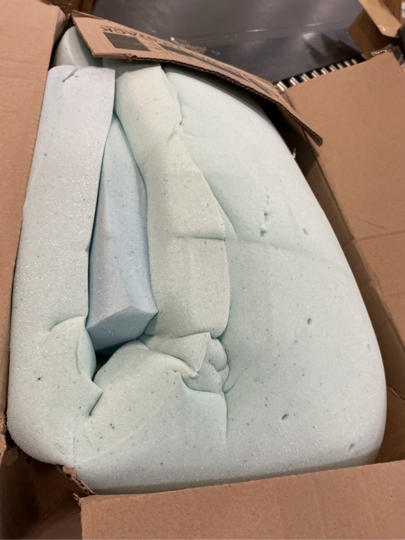 Condition photo showing As Is for EGOHOME 3 Inch Queen Memory Foam Mattress Topper, Cooling Gel Infused & Pressure Relieving Pad in a Box, Dorm Room Essentials, CertiPUR Certified, Blue